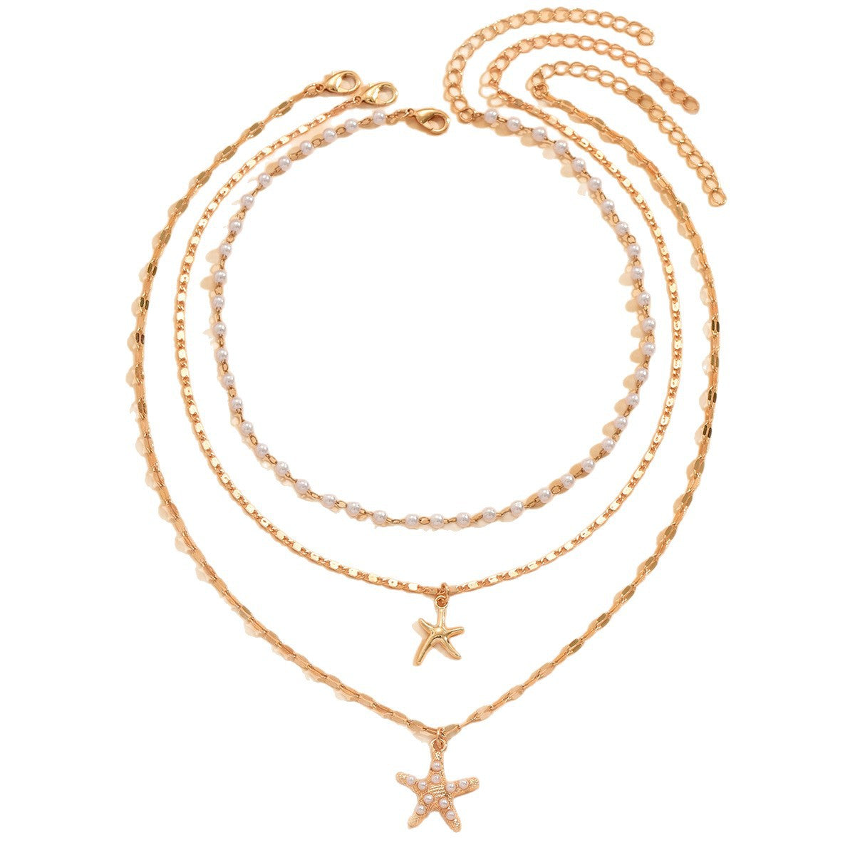 Wholesale starfish pendant multi-layer necklace