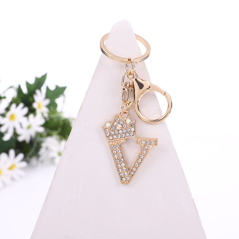 Wholesale Zinc Alloy Rhinestone Letter Keychain ACC-KC-YuanFei003