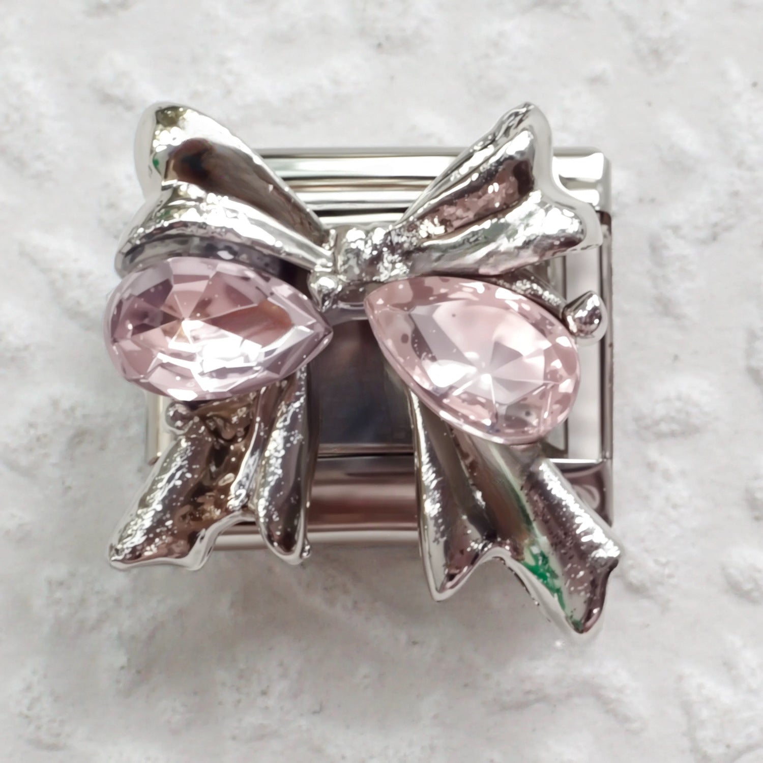 Wholesale Stainless Steel Pink Zirconia Italian Charm Bracelet Heart Shape DIY Accessory for Everyday Wear Gift