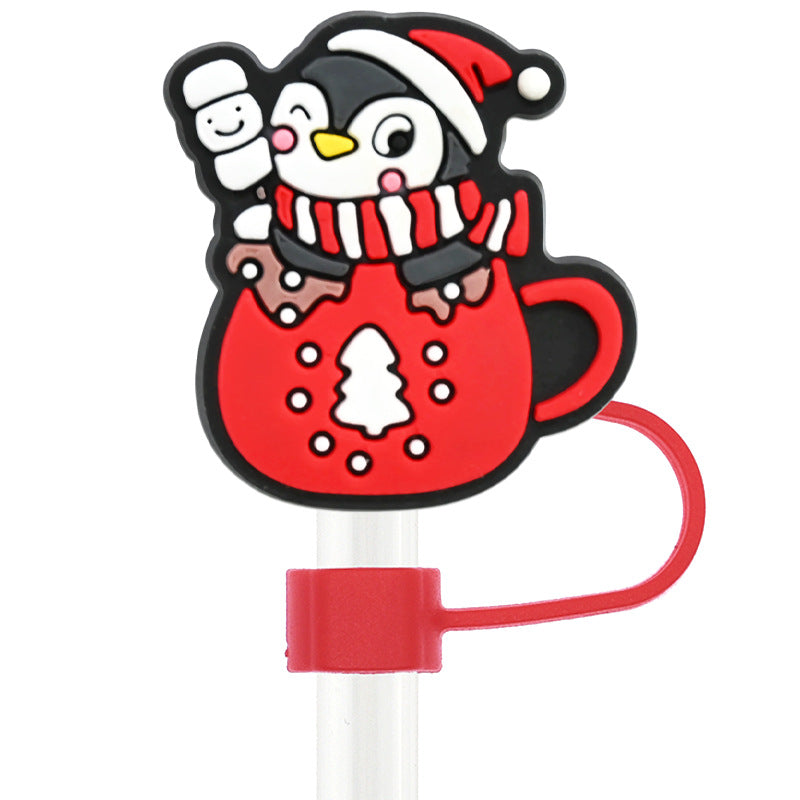 Wholesale Random 100pcs Christmas 10mm PVC Soft Straw Tube Cap ACC-SCR-RYY078