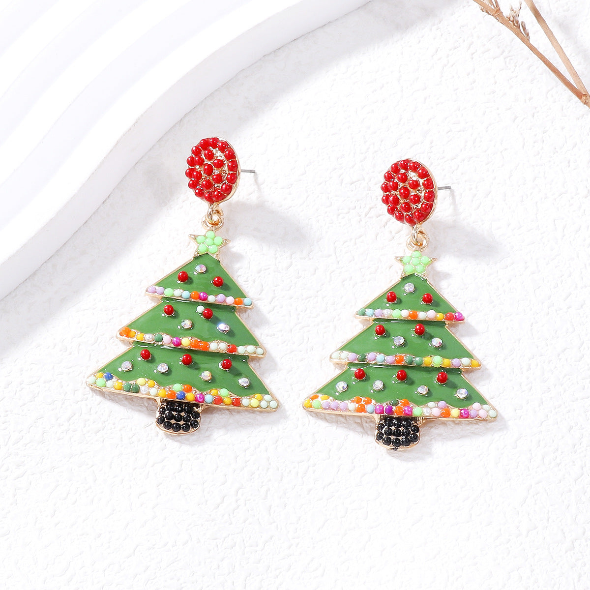Wholesale Christmas Cartoon Christmas Tree Oil Drop Earrings ACC-ES-JuJia011