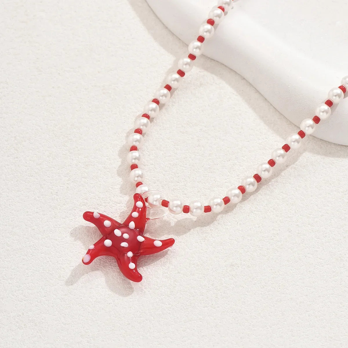 Wholesale  Popular Pearl Necklace Glazed Starfish Pendant Necklace