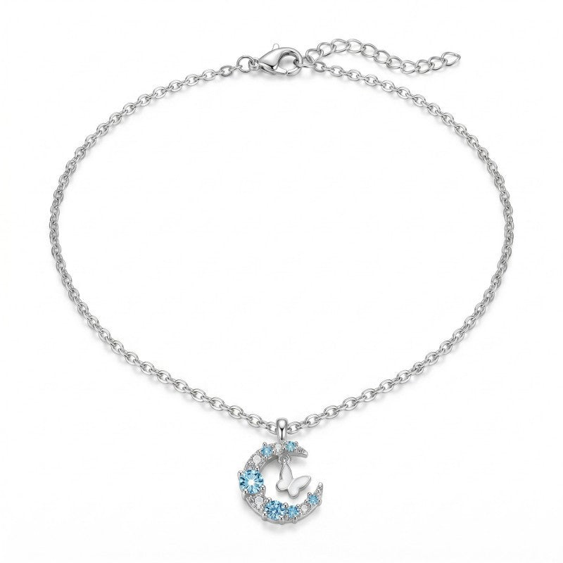 Wholesale Moon Butterfly Zircon Necklace Alloy Clavicle Chain Women S Fashion Jewelry Accessory Chic Casual Everyday Wear Boutique Resale
