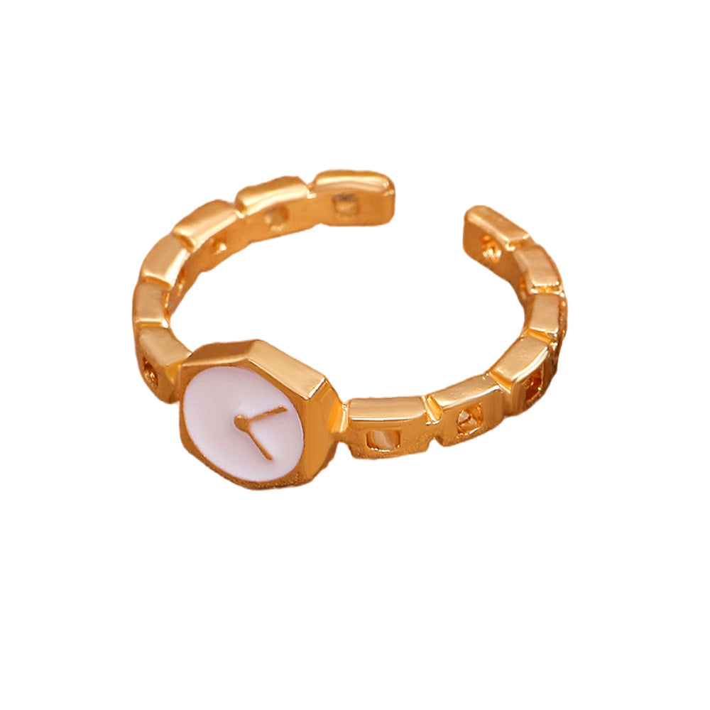 Wholesale Copper watch-style ring with adjustable opening and delicate enamel detailing