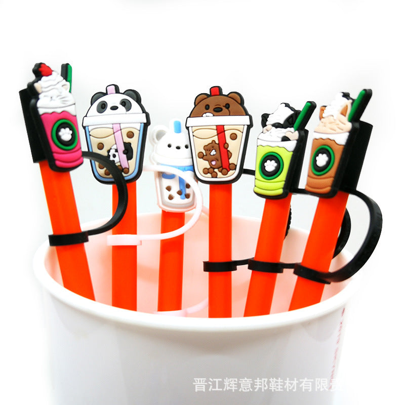 Wholesale 10PCS 7-8mm Cute Drink Straw Tube Cap Silicone Dust Cap Straw Decoration