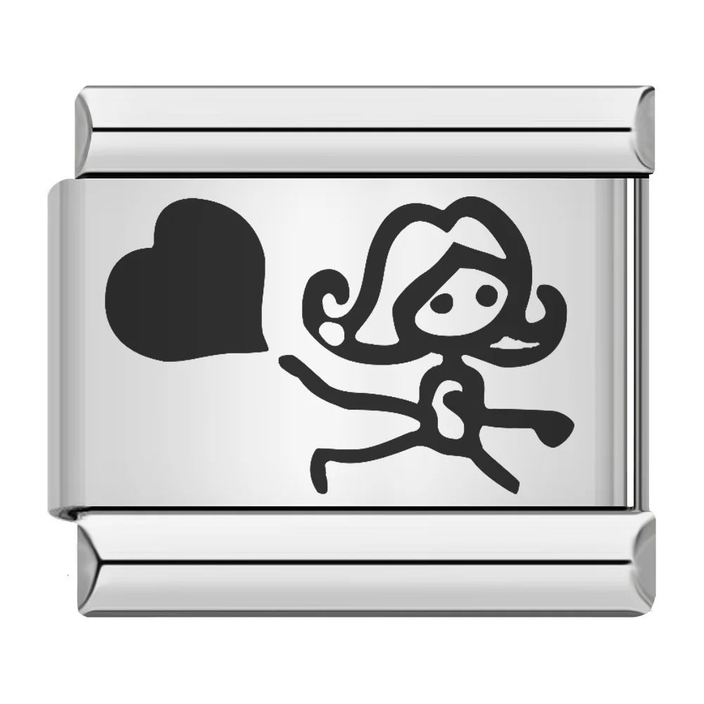 Wholesale 9mm Italian Charm Starter Bracelets DIY square Single Section Creative Stainless Steel Composable Bracelet