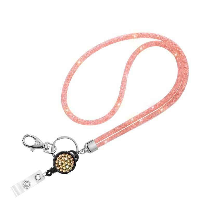 Wholesale Fishnet Rhinestone Lanyard Crystal Card Holder Lobster Keychain ACC-KC-LingYu001
