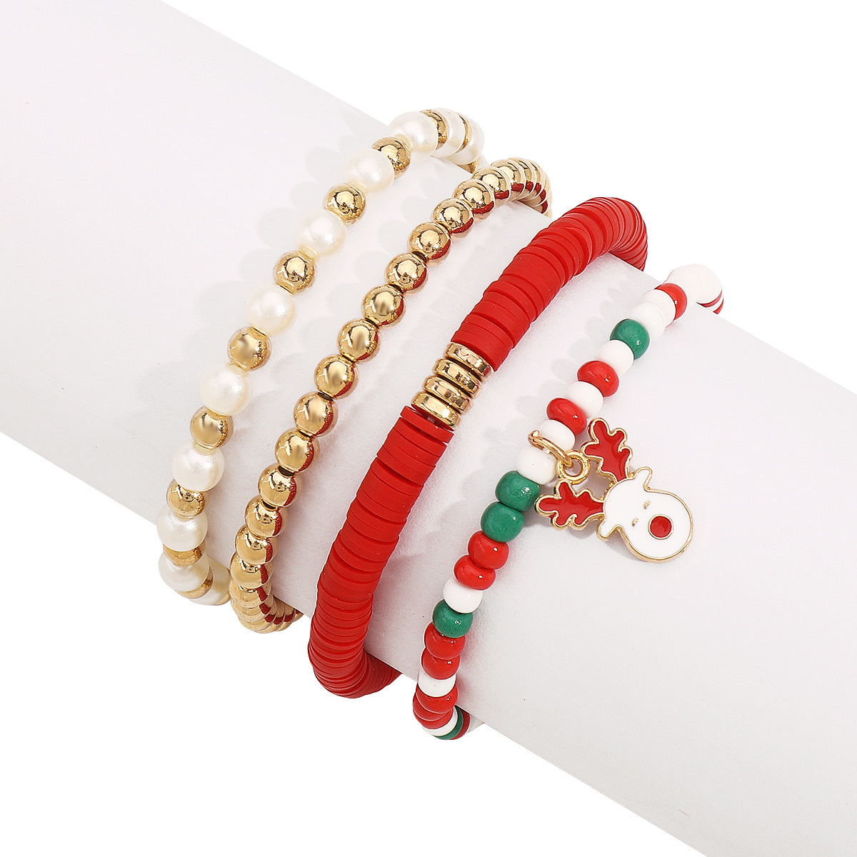 Wholesale Christmas Element Pendant Adjustable All-match Beaded Bracelet