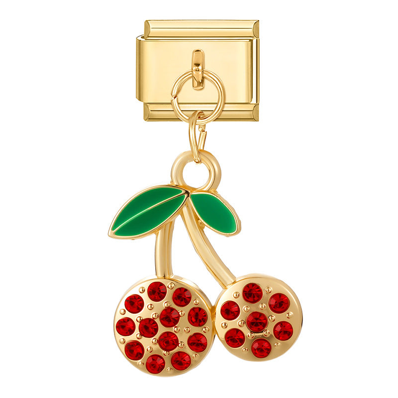 Wholesale Italian Charm Bracelet 9mm DIY Splicing Cherry Series Stainless Steel Composable Bracelet