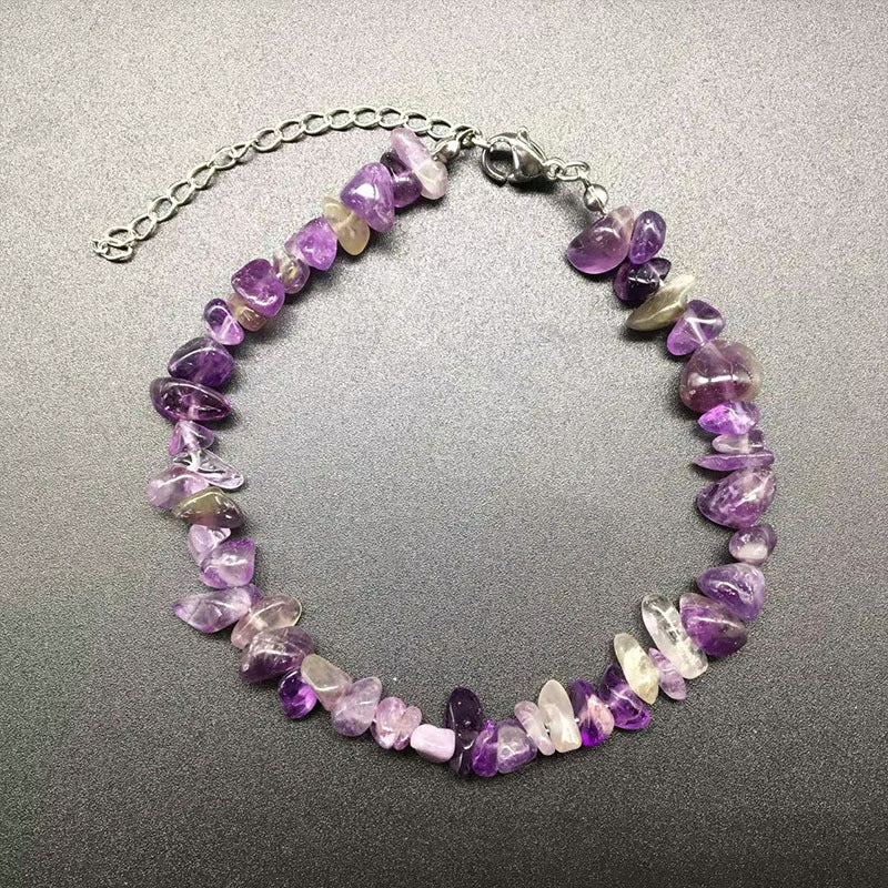 Wholesale Colorful Natural Stone Anklets Stainless Steel Wire Lock Buckle ACC-AS-Yima001