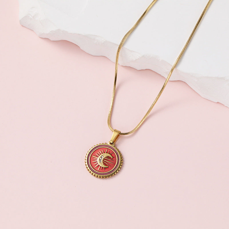 Wholesale Titanium Steel Necklace Moon Clavicle Chain Choker Necklace ACC-NE-Yazhi006