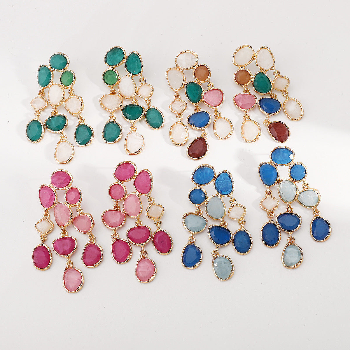 Wholesale  fashion color resin tassel earrings fashion retro national wind exaggerated earrings