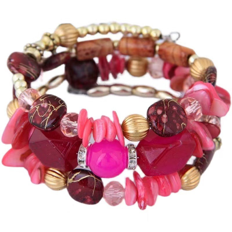 Wholesale Boho Style Kauri Crystal Mixed Multi-layered Bracelet Layered Bracelet Set ACC-BT-Weiy020