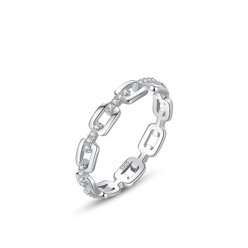 Wholesale s925 Sterling Silver Ring Chain-shaped Diamond Finger Ring
