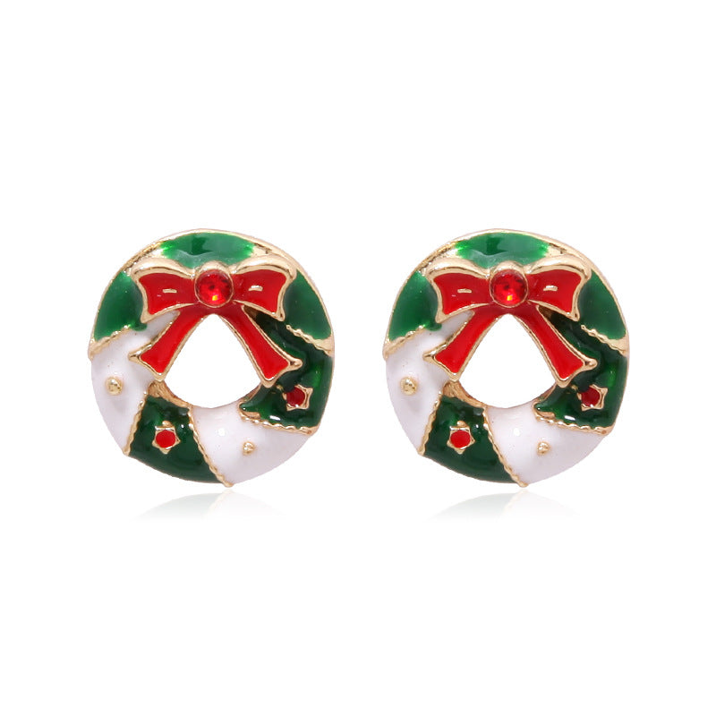 Wholesale Christmas Alloy Oil Drop Christmas Tree Snowflake Earrings ACC-ES-Bingl005