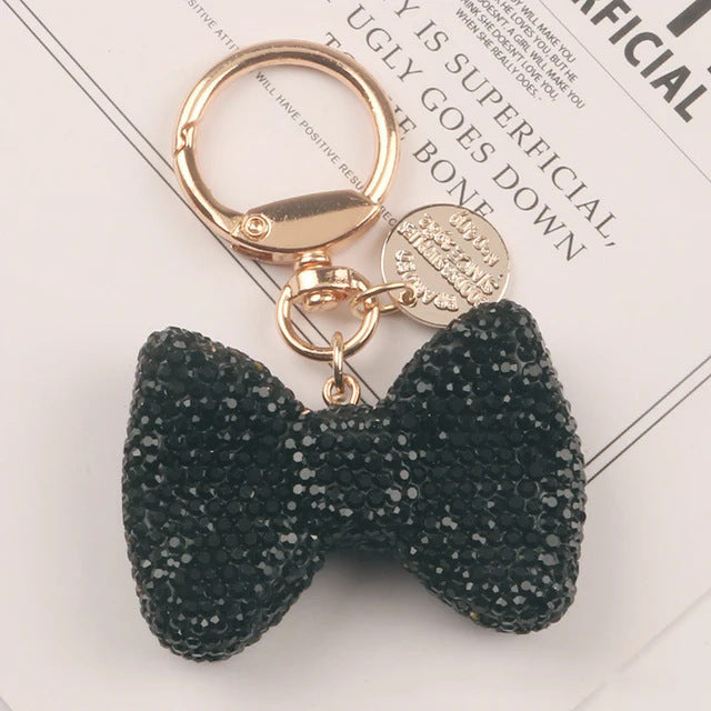 Wholesale Metal keychain with full rhinestone butterfly and bowknot pendant