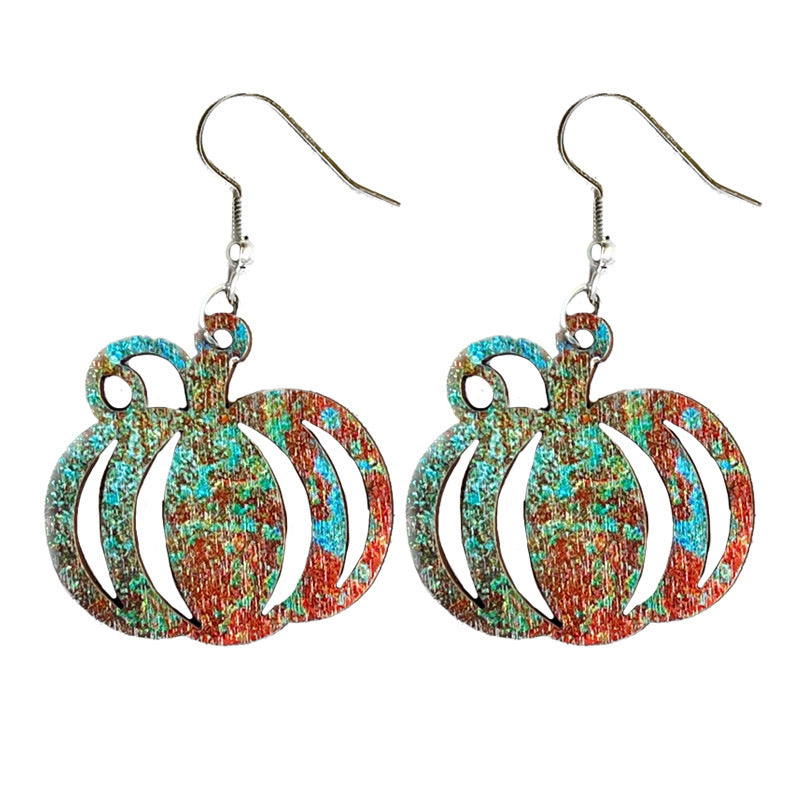 Wholesale Vintage Distressed Hollow Leaf Wooden Earrings Fashion Jewelry Accessory