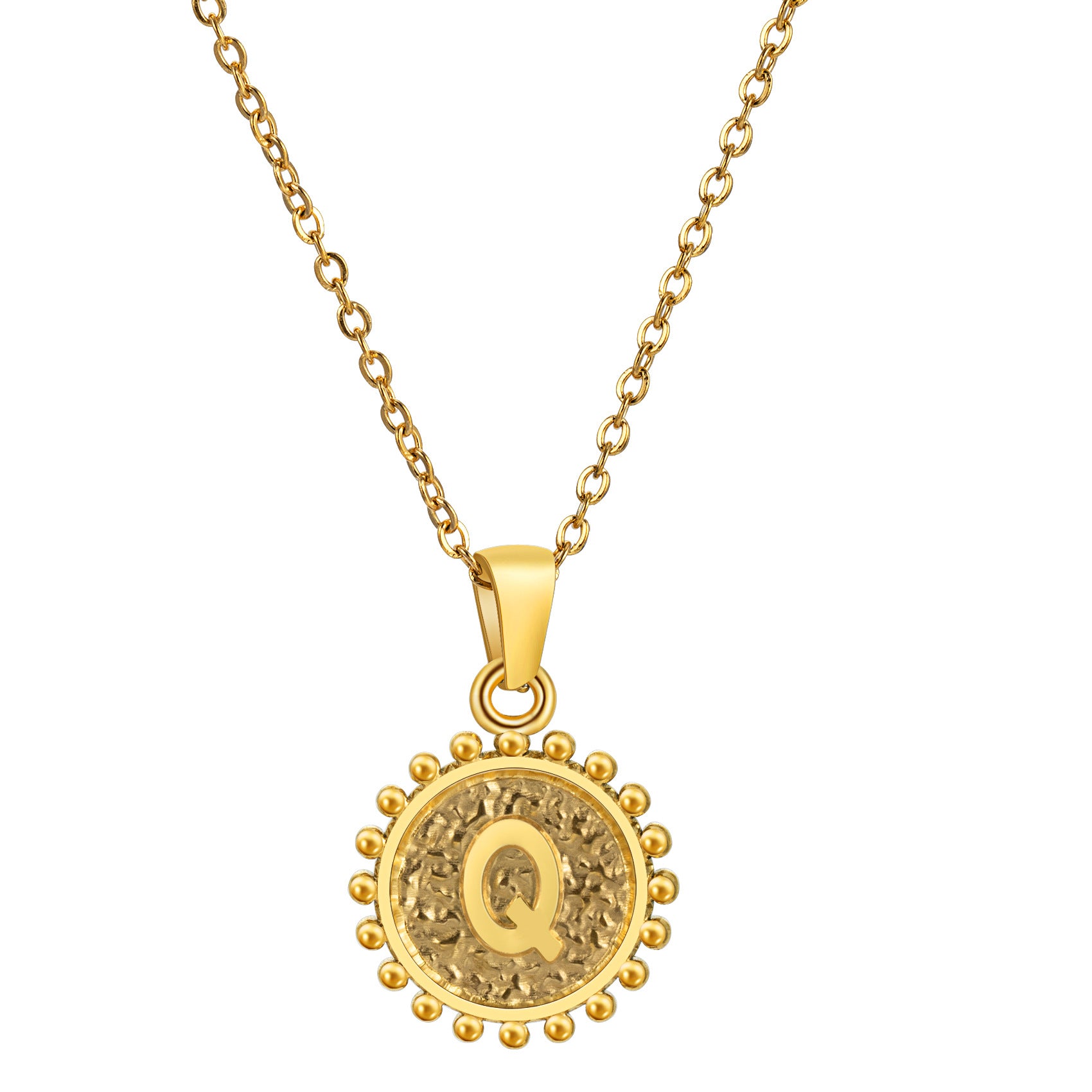 Wholesale Stainless steel  Golden Round English Letter Necklace