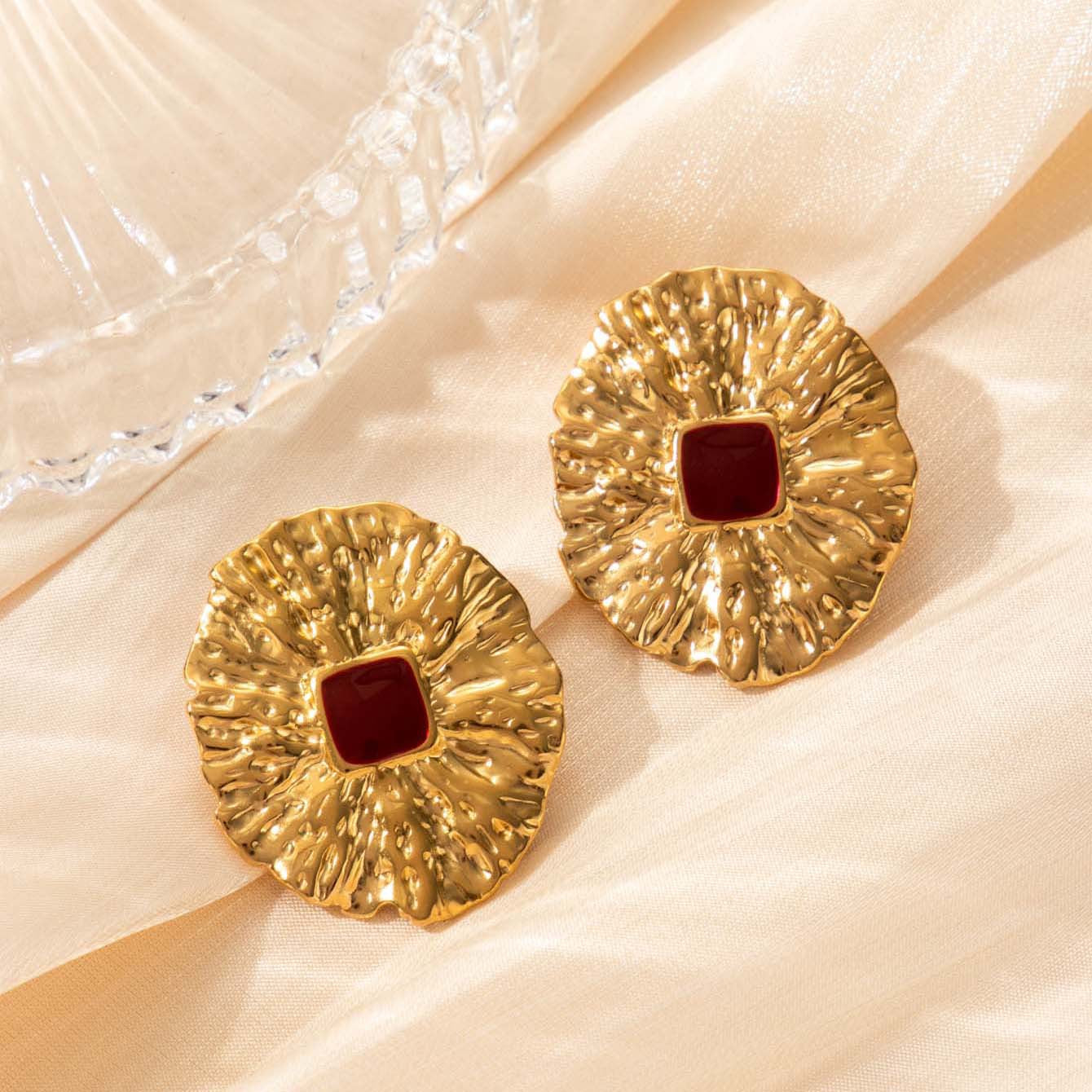 Wholesale Titanium Steel  Geometric Oil Dropping Light Luxury Retro  Earrings