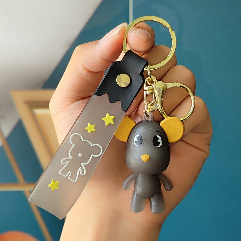 Wholesale Cartoon Crystal Bow Tie Bear PVC Soft Glue Keychains Creative Keychain ACC-KC-XinShu005