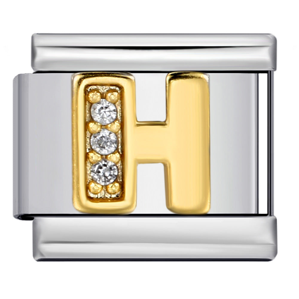 Wholesale  Italian module  stainless steel with diamond letters DIY bracelet