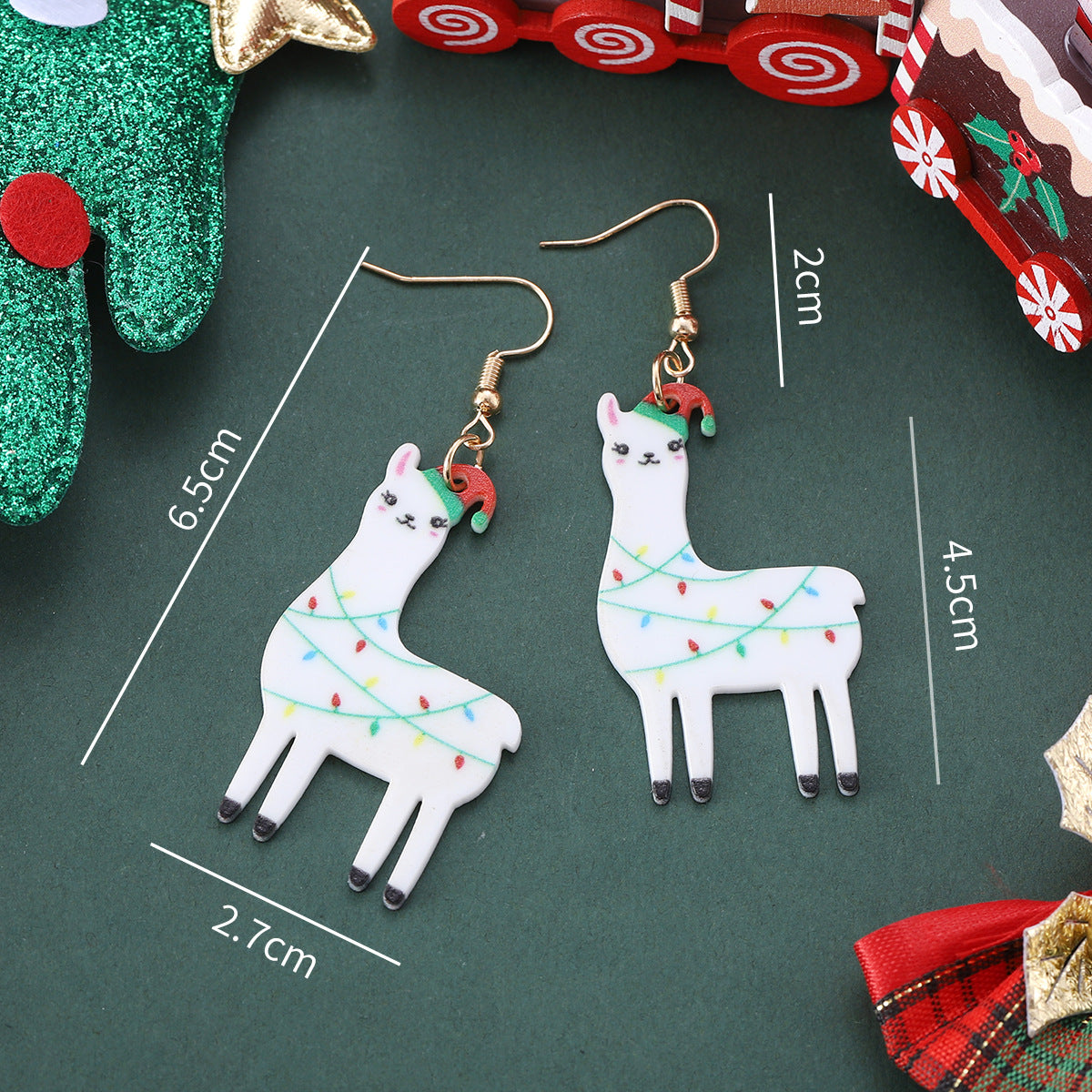 Wholesale Christmas Hat Lantern Alpaca Pendant Earrings