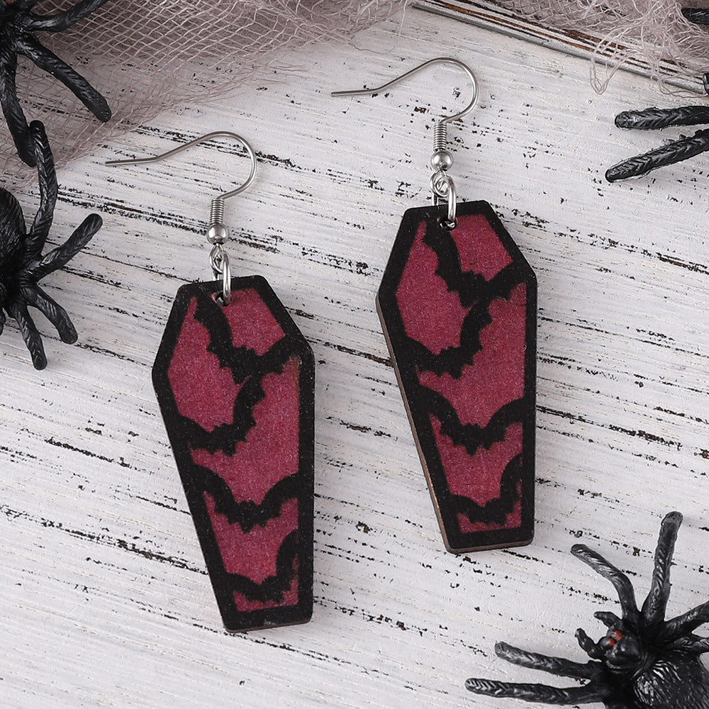 Wholesale  Halloween Gothic Web Bat Coffin Pendant Earrings