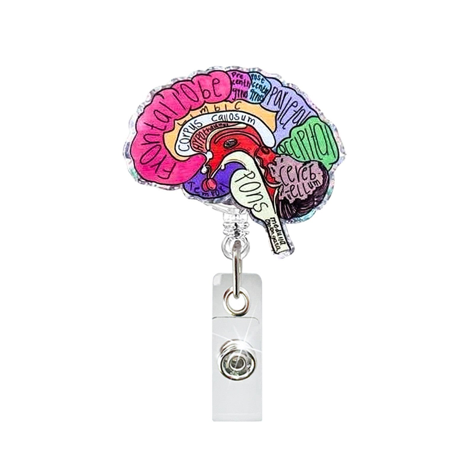 Wholesale Creative Heart and Lung Pattern Telescopic Clip Badge Holder ABS Plastic Easy-Pull Buckle Boutique Accessory