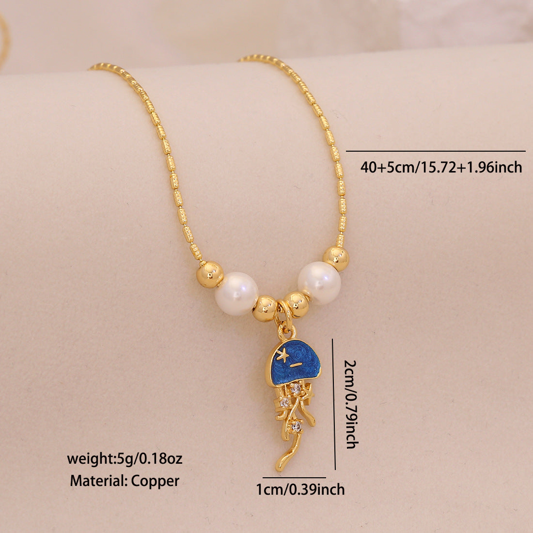 Wholesale Ocean Zircon-Inlaid Sea Turtle Goldfish and Jellyfish Necklace
