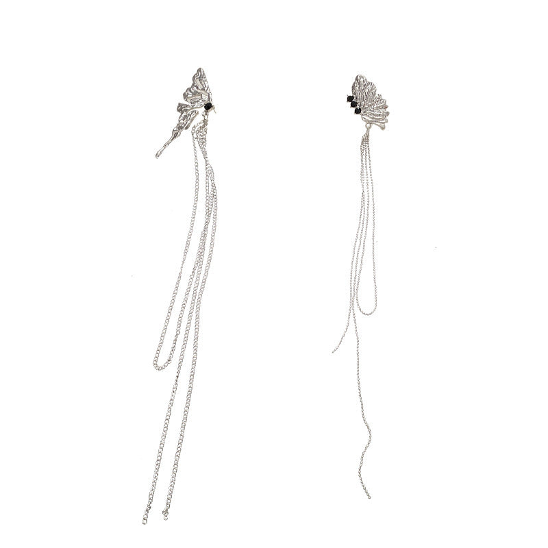 Wholesale 925 Silver Needle Asymmetric Butterfly Earrings