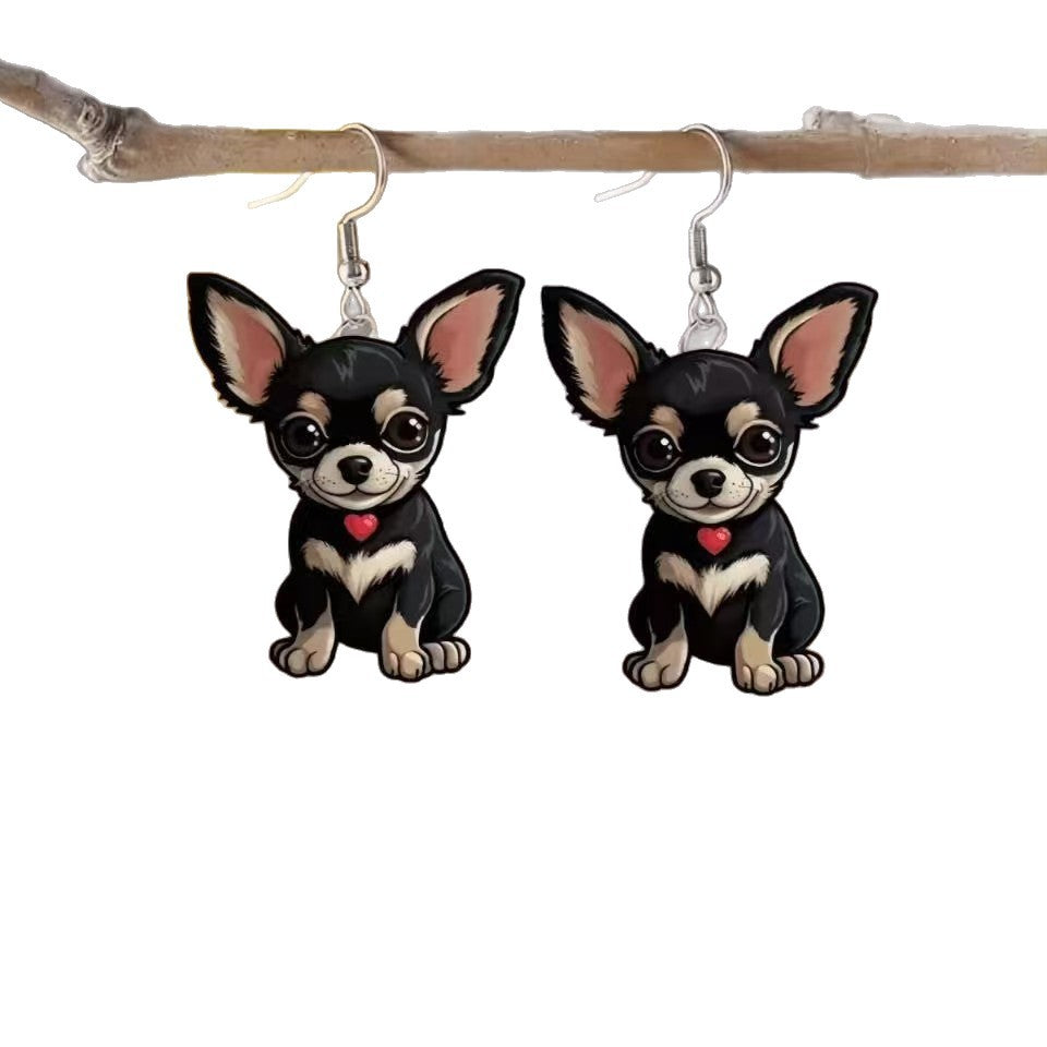 Wholesale Chihuahua Puppy 2D Acrylic Earrings