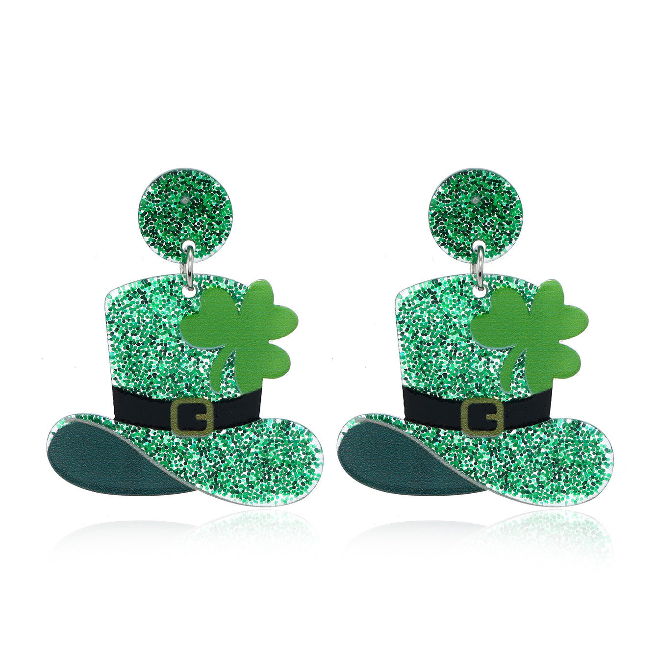 Wholesale Acrylic St.  Patrick' s Day Lucky Clover Irish Earrings