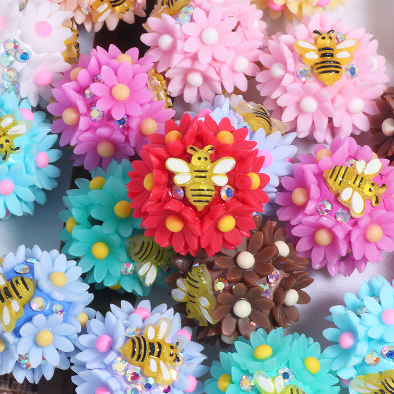 Wholesale 10pcs Bee Flower-Picking  Focal Beads DIY Bead Accessories