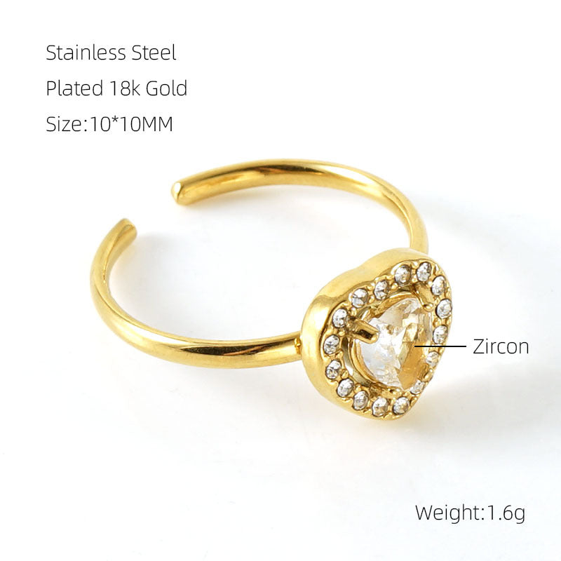 Wholesale Stainless steel zircon ring