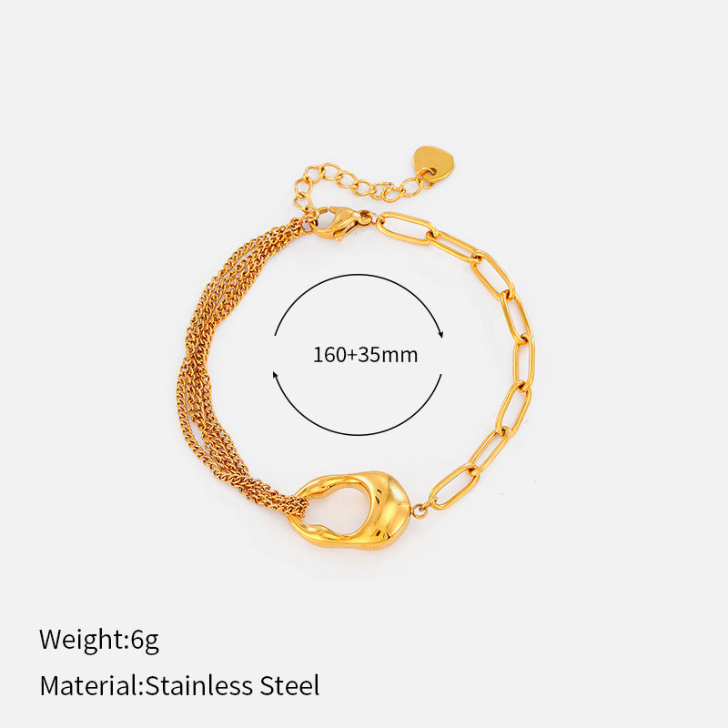 Wholesale Stainless Steel Double-Layer Stacked Jewelry Retro Light Luxury  Bracelet