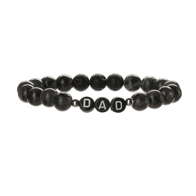 Wholesale European Style 8Mm Natural Stone DAD Letter Beaded Bracelet Father S Day Gift Elastic Cord Jewelry Accessory