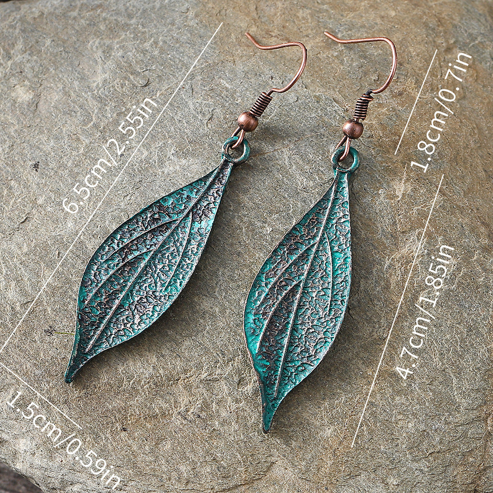 Wholesale  old blue leaf alloy earring