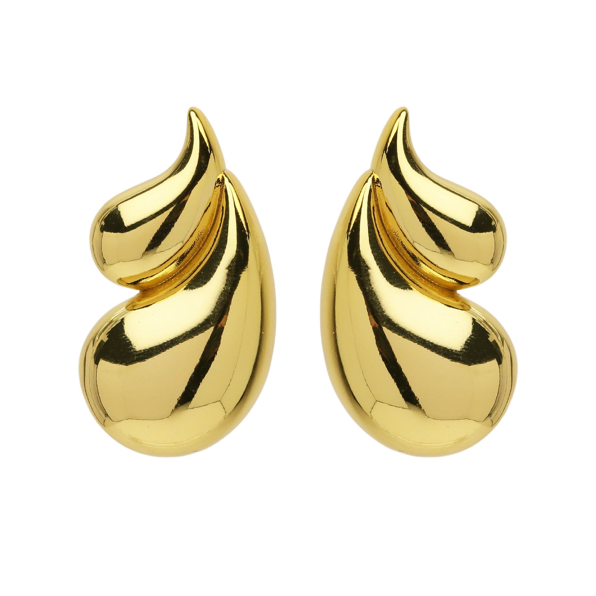 Wholesale 18K Gold Double Water Drop Brass Earrings Geometric Earrings