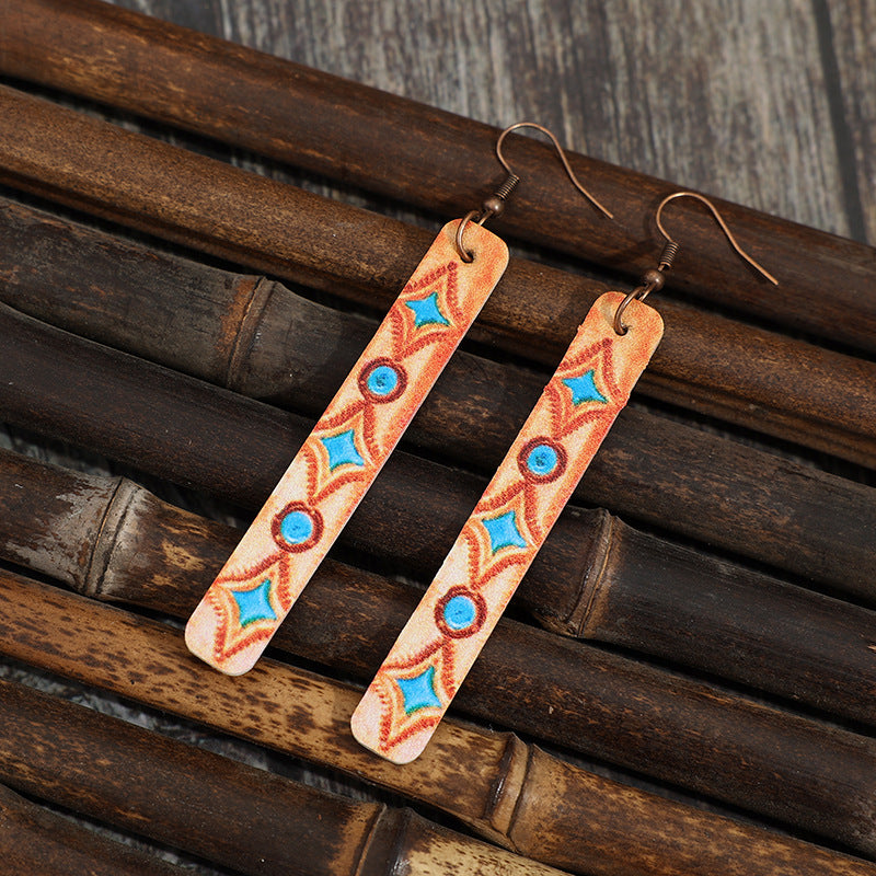 Wholesale Bohemian Retro Geometric Leather Earrings - Fashion Accessory for Party Wear
