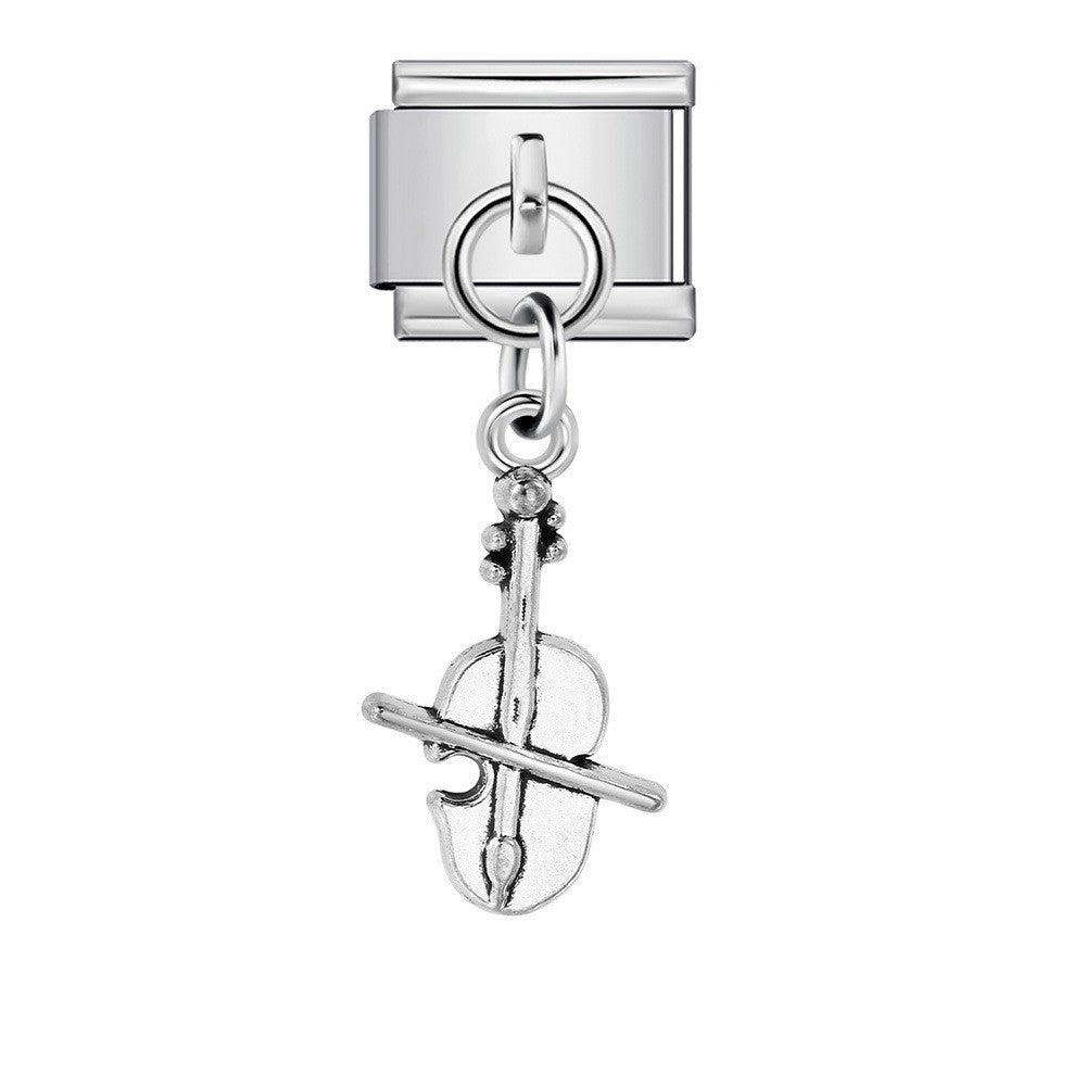 Wholesale Stainless Steel Music Instrument Series Italian Modular Bracelet DIY Pendants Fashion Accessory for Boutique Resale