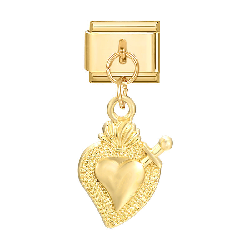 Wholesale Italian Charm Bracelet 9mm DIY Splicing Heart Pendant Stainless Steel Composable Bracelet