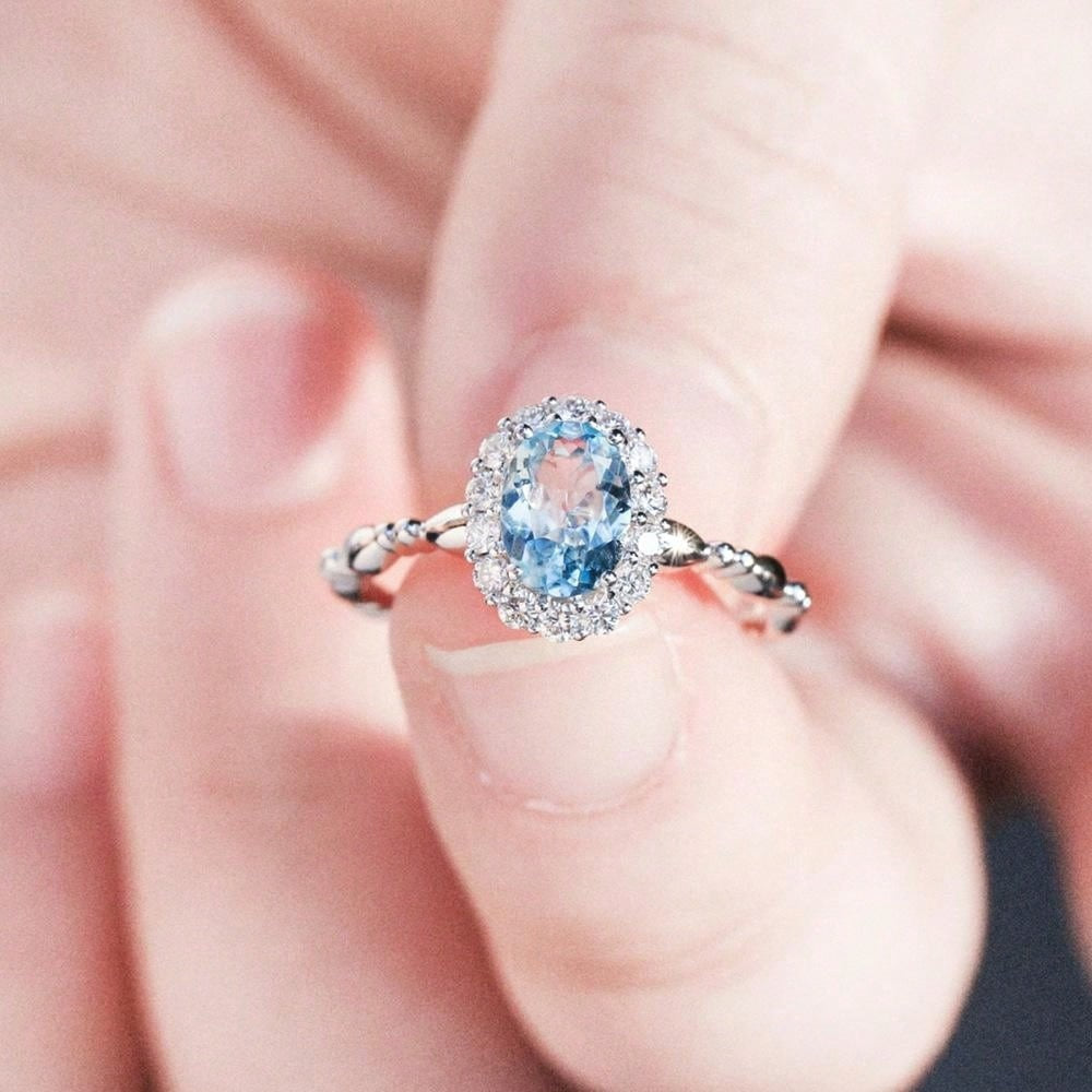Wholesale Blue Topaz  Diamond Ring