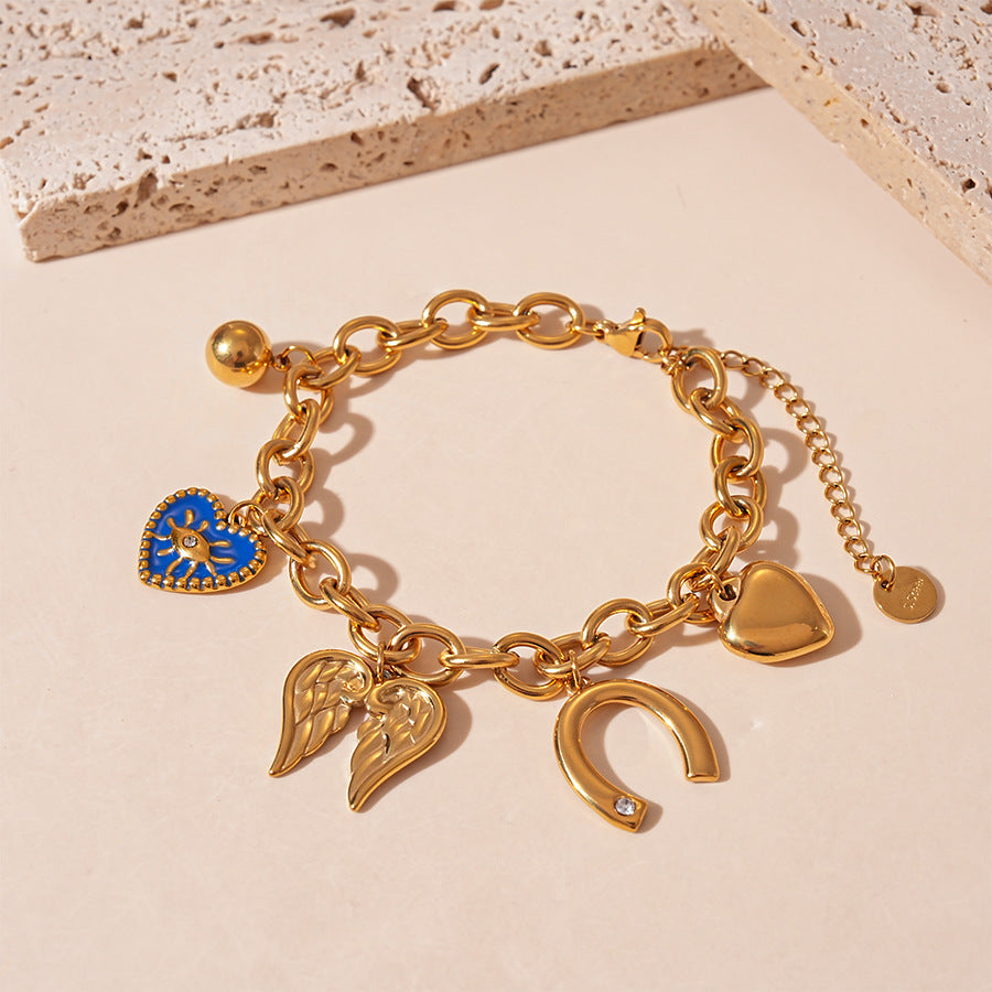 Wholesale titanium steel angel wings love chain bracelet