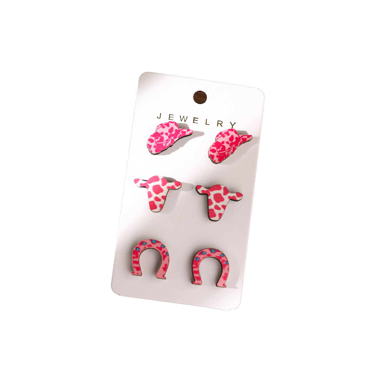 Wholesale Wooden Western Cowboy Style Cow Earrings
