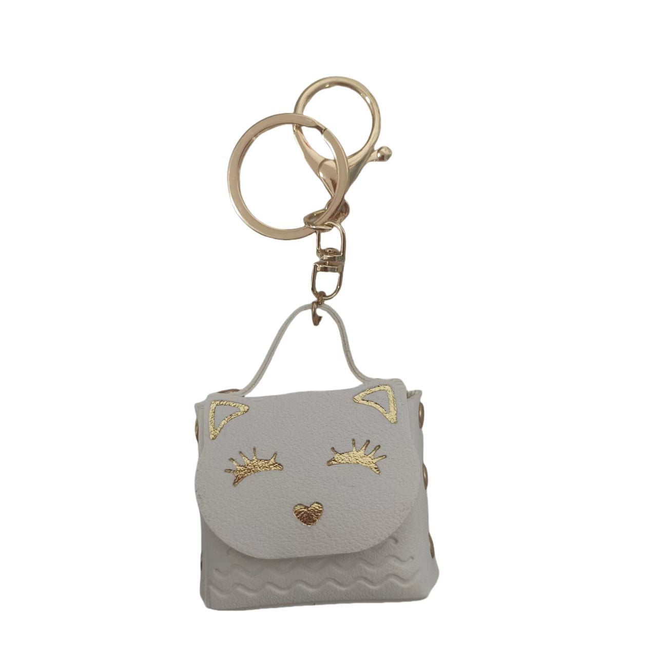 Wholesale PU Leather White Cute Cat Coin Purse Keychain Fashion Boutique Keyring Bag Charm For Daily Use