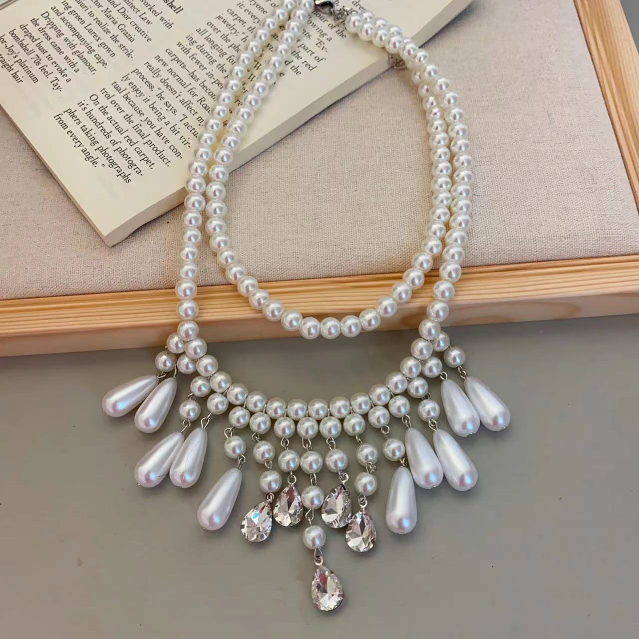 Wholesale Fairy Butterfly Multi-Layer Tassel Pendant Pearl Necklace Fashion Layering Jewelry for Boutique Resale