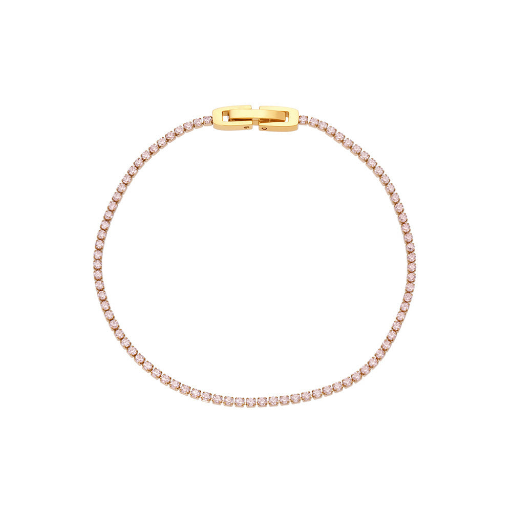 Wholesale Dopamine Style Diamond Encrusted Tennis Chain Bracelet Stainless Steel Zircon Jewelry Gift