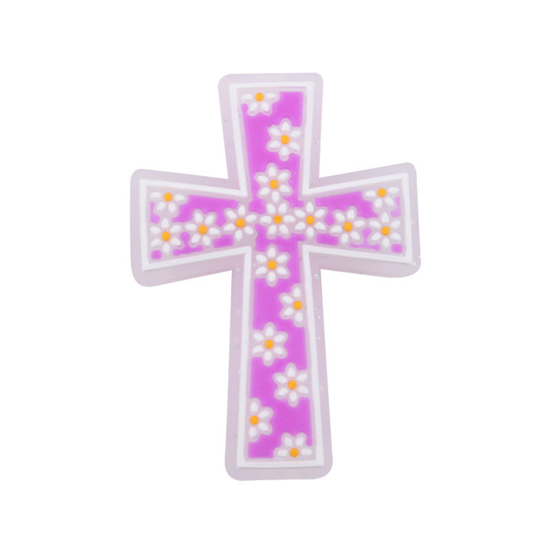 Wholesale 10pcs Cartoon Cross Flower Autism Care Focal Beads DIY Bead Accessories