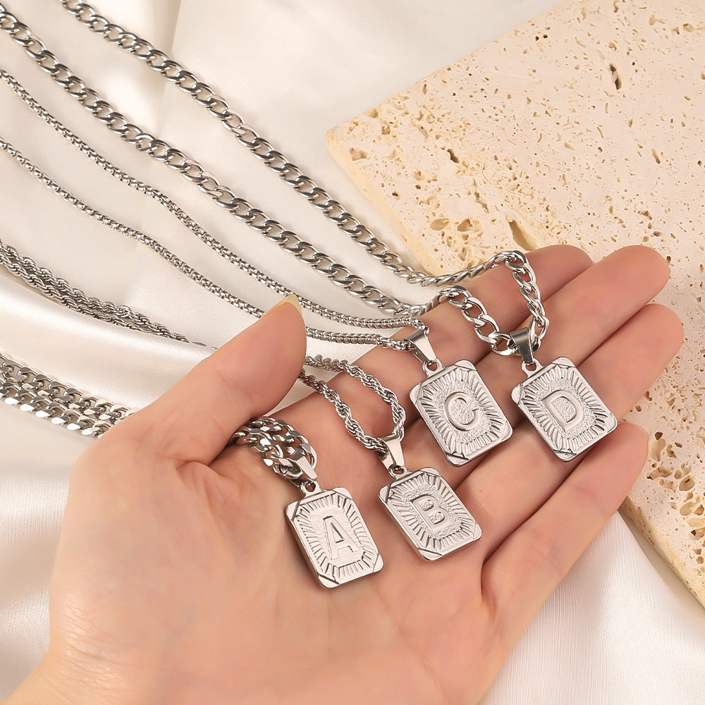 Wholesale Titanium Steel Pendant Letter Brand Necklace