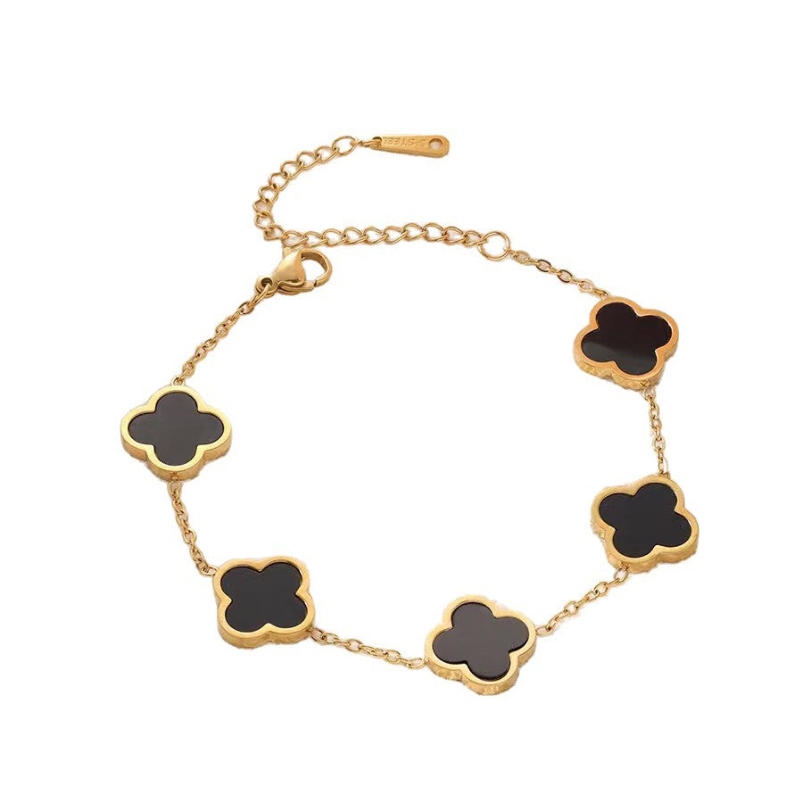 Wholesale Stainless Steel Four Leaf Clover Bracelet Fade Resistant Unisex Jewelry Accessory For Anniversary Gifts Boutique Resale
